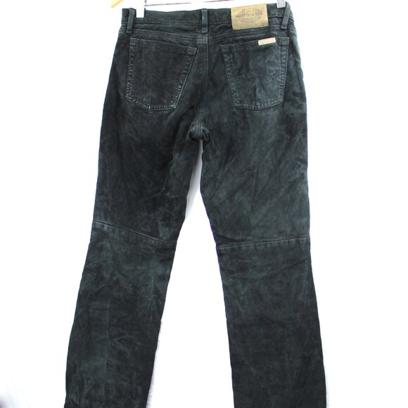 SCOTTS Washable Suede Women's Straight Leg Leather Pants Black Size M - Picture 3 of 6